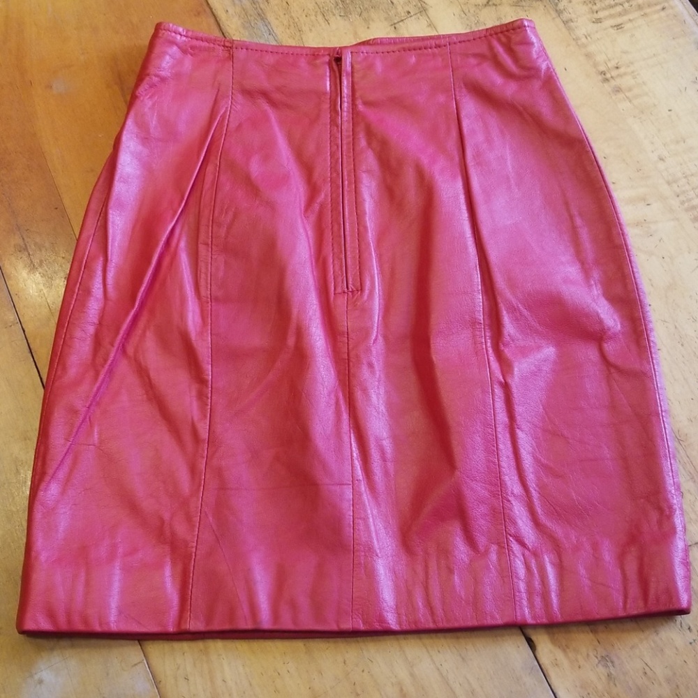 SOLD! Vtg Wilson's Red Leather Moto Jacket/Skirt 8 - Picture 3 of 8